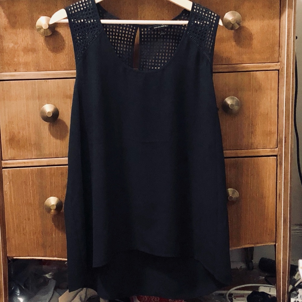 Banana republic silky black tank w eyelet top